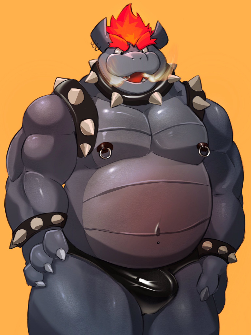 2021 anthro belly black_body bowser bowser's_fury bulge clothing fury_bowser hi_res kemono koopa male mario_bros moobs morningbread16 navel nintendo nipples overweight overweight_anthro overweight_male scalie simple_background solo underwear video_games