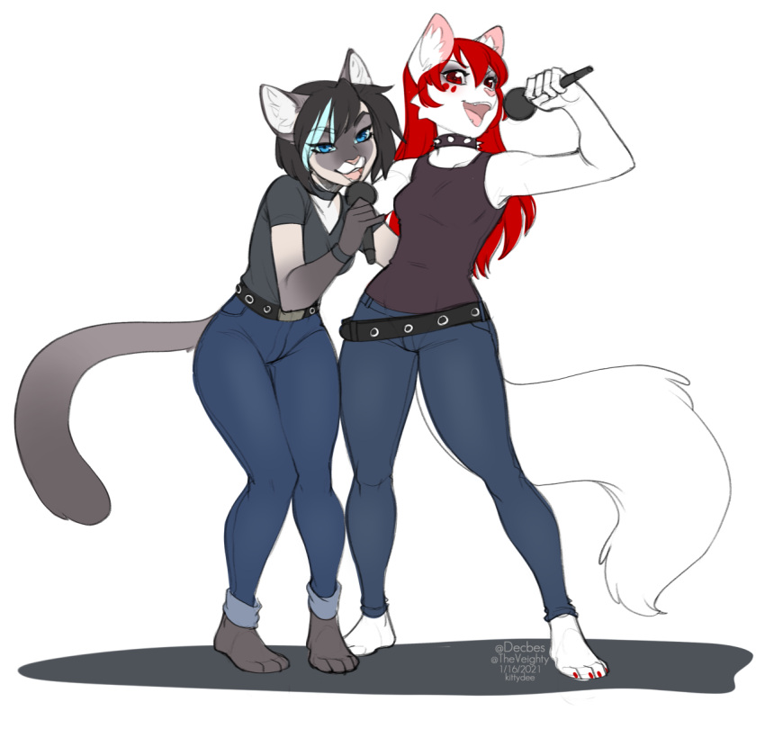 2021 4_toes 5_fingers alpha_channel anthro blue_eyes breasts clothed clothing collar digital_media_(artwork) domestic_cat duo feet felid feline felis female fingers hair hi_res kittydee mai_karmel mammal red_hair seelena_zorn_(iskra) smile toes