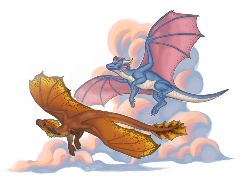 2021 claws digital_media_(artwork) dragon horn katie_hofgard membrane_(anatomy) membranous_wings scales scalie western_dragon white_body white_scales wings