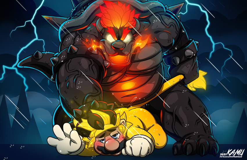 2021 all_fours anal anal_penetration animal_humanoid anthro barazoku biceps big_dom_small_sub big_muscles black_body black_skin black_tail blonde_eyebrows blonde_hair blue_eyes blush bowser bowser's_fury bracelet butt cat_humanoid cat_mario_(character) claws clothing cloud domestic_cat duo eyebrows facial_hair felid felid_humanoid feline feline_humanoid felis fire flaming_eyebrows flaming_hair forced from_behind_position fur fury_bowser gloves glowing glowing_eyebrows glowing_eyes glowing_hair hair half-closed_eyes hand_on_head handwear hi_res horn human humanoid jewelry kamudragon koopa looking_at_viewer looking_down lying macro male male/male male_penetrated male_penetrating male_penetrating_male mammal mammal_humanoid manly mario mario_bros multicolored_eyebrows multicolored_hair musclegut muscular mustache narrowed_eyes navel nintendo not_furry_wearing_fursuit nude on_front on_ground open_mouth orange_eyebrows orange_hair outside pecs penetration pseudo_hair raining rape reaching_towards_viewer red_eyebrows red_hair reptile round_nose scalie sex sharp_claws shell short_hair size_difference sky smile spiked_bracelet spiked_shell spiked_tail spikes spikes_(anatomy) spiky_hair standing standing_sex tail_grab tail_pull tan_body tan_skin thick_arms thick_thighs thunder toe_claws triceps vein veiny_arms veiny_legs video_games white_eyes yellow_body yellow_eyes yellow_fur yellow_tail