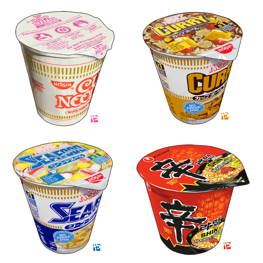 carrot corn cup cup_noodle cup_ramen curry english_text food food_focus instant_ramen no_humans noodles original romaji_text simple_background still_life studiolg white_background