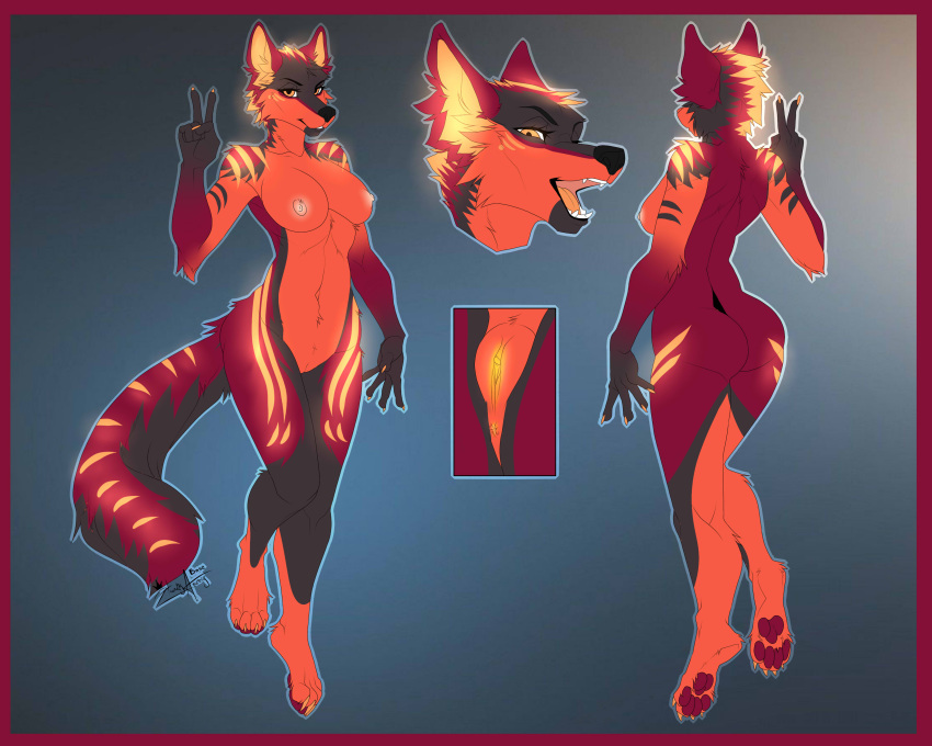5:4 absurd_res border canid canine canis female hi_res mammal model_sheet neon red_border wolf