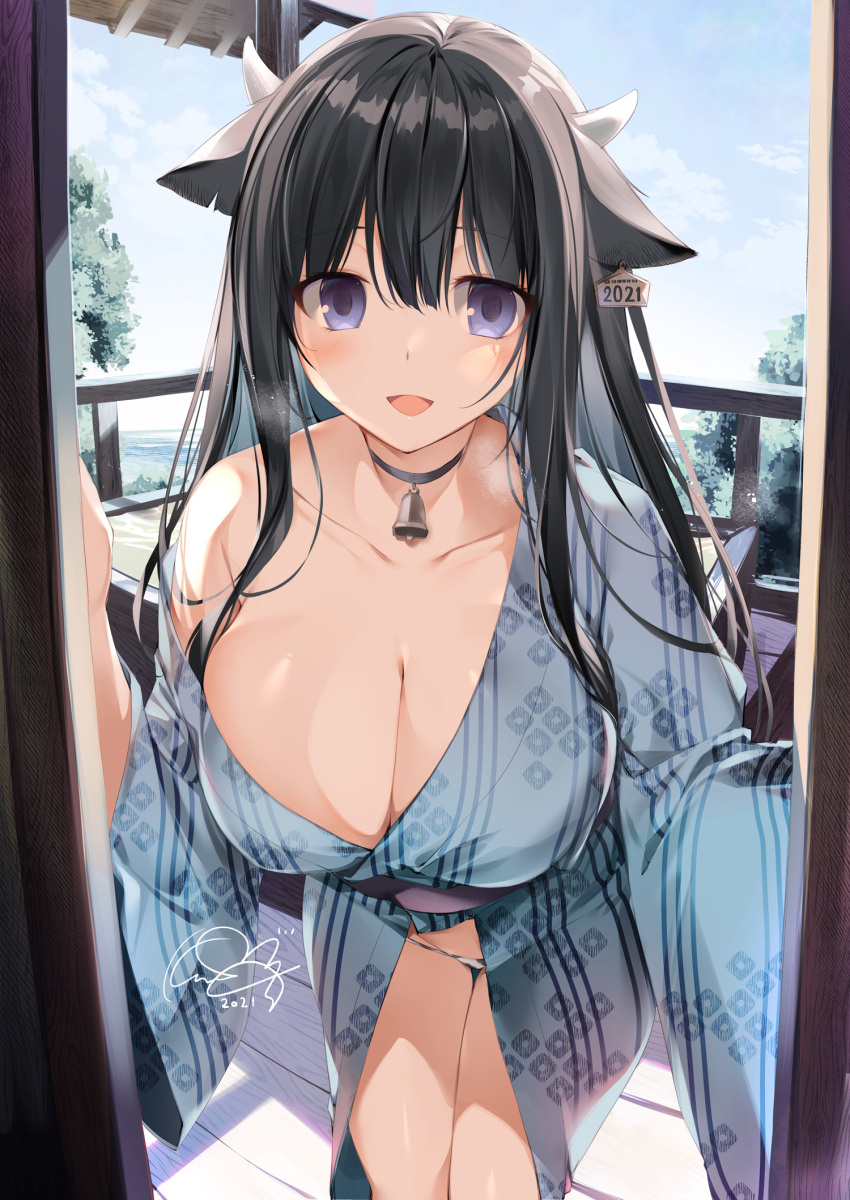 animal_ears karory open_shirt pantsu yukata