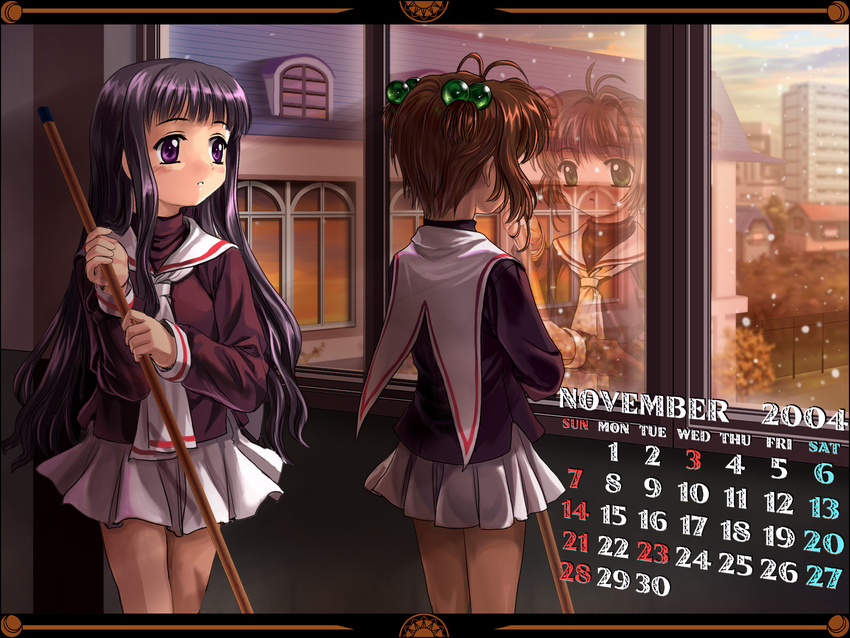 calendar card_captor_sakura daidouji_tomoyo kinomoto_sakura moonknives wallpaper