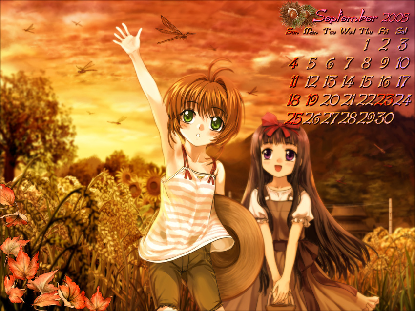 calendar card_captor_sakura daidouji_tomoyo kinomoto_sakura moonknives wallpaper