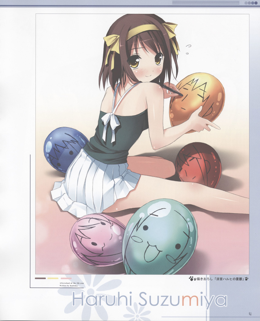 absurdres artbook balloon blush brown_hair comiket_72 highres kantoku kantoku_collection scan solo suzumiya_haruhi suzumiya_haruhi_no_yuuutsu tachiyomi_senyou