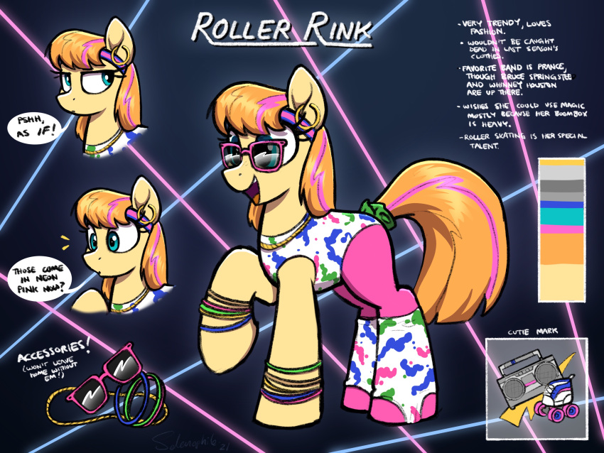 2021 4:3 absurd_res bracelet clothed clothed_feral clothing dialogue ear_piercing earth_pony english_text equid equine eyewear fan_character female feral hasbro hi_res horse jewelry mammal my_little_pony open_mouth piercing pony selenophile signature speech_bubble text