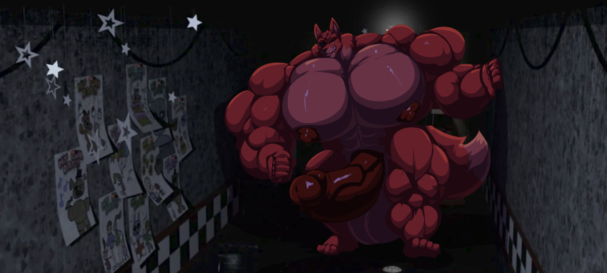 2021 absurd_res anthro areola balls barazoku biceps big_areola big_balls big_muscles big_nipples big_pecs big_penis bobert canid canine checkered_floor checkered_wall erection eye_patch eyewear five_nights_at_freddy's fox foxy_(fnaf) fur genitals hi_res huge_areola huge_balls huge_muscles huge_nipples huge_pecs huge_penis humanoid_genitalia humanoid_penis hyper hyper_areola hyper_balls hyper_genitalia hyper_muscles hyper_nipples hyper_pecs inside looking_at_viewer male mammal muscular muscular_anthro muscular_male narrowed_eyes nipples pecs penis pirate red_body red_fur red_tail restaurant smile solo squint standing star teeth thick_penis triceps vein veiny_penis video_games whiskers yellow_eyes