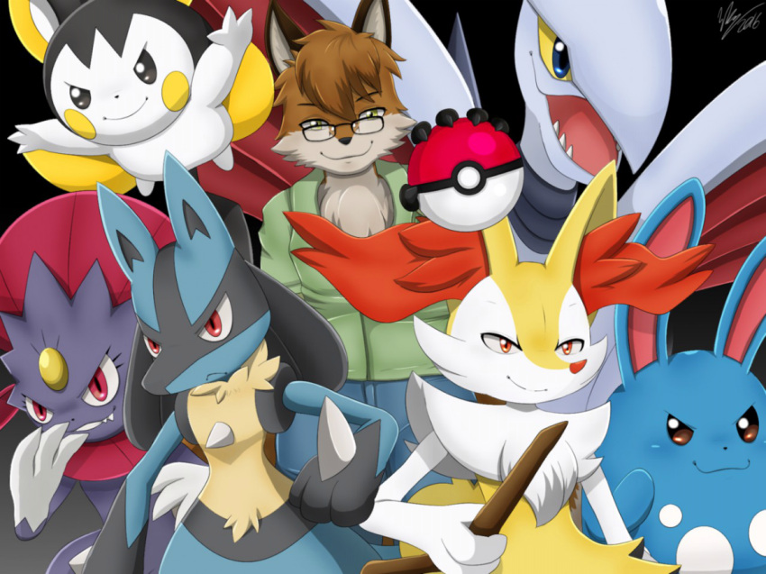 ambiguous_gender azumarill better_version_at_source black_body black_fur black_nose blue_body blue_fur braixen canid canine chest_spike emolga fan_character female feral fox fur group hand_spike humanoid inner_ear_fluff lagomorph leporid long_ears lucario male mammal nintendo pok&eacute;ball pok&eacute;mon pok&eacute;mon_(species) pok&eacute;mon_trainer rabbit red_eyes red_nose skarmory spikes spikes_(anatomy) stick traditional_media_(artwork) tuft video_games weavile white_body white_fur winick-lim yellow_body yellow_fur