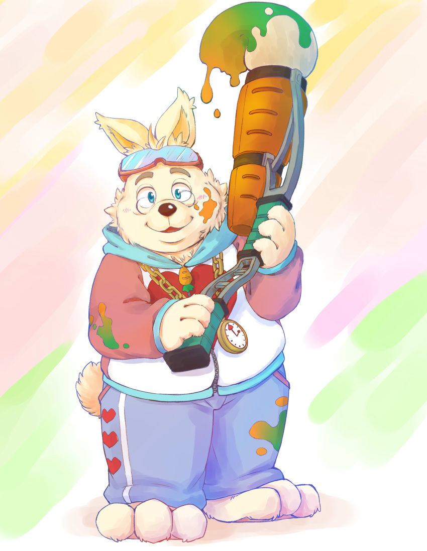 &lt;3 2021 absurd_res alice_in_wonderland anthro blue_eyes bottomwear clothing eyewear fur furipon glasses hi_res hoodie humanoid_hands kemono lagomorph leporid male mammal overweight overweight_anthro overweight_male pants rabbit solo the_white_rabbit topwear white_body white_fur