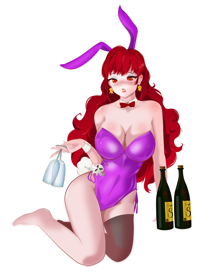 absurdres animal_ears bunny_ears captain_syrup highres lipstick makeup playboy_bunny red_hair wario_land