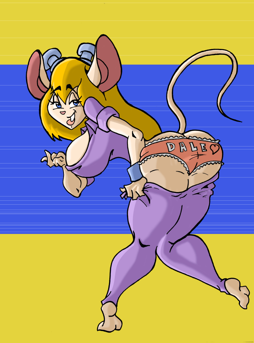 absurd_res anthro breasts chip_'n_dale_rescue_rangers clothing disney female gadget_hackwrench hair hi_res kskillz mammal mouse murid murine panties rodent solo underwear