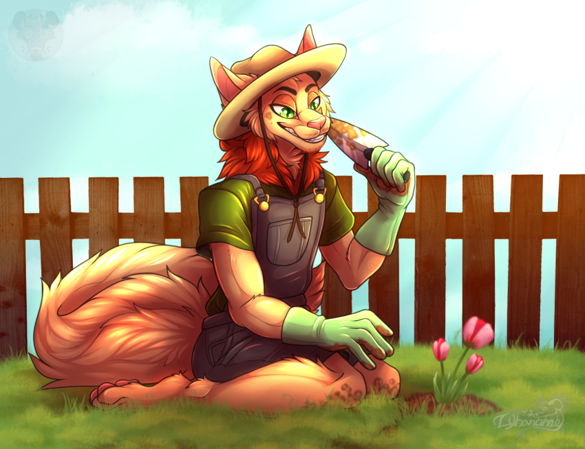 anthro biped clothed clothing fan_character fluffy fully_clothed gardening gloves handwear hi_res league_of_legends lynanome male mammal neck_tuft riot_games solo teemo_the_yiffer tuft video_games