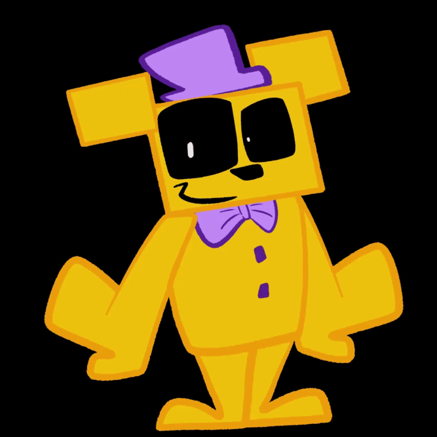 1:1 adventure_fredbear_(fnaf) animated anthro black_eyes blonde_hair clothing five_nights_at_freddy's five_nights_at_freddy's_world fredbear_(fnaf) hair juan_jo male mammal purple_clothing short_playtime solo ursid ursine video_games yellow_body