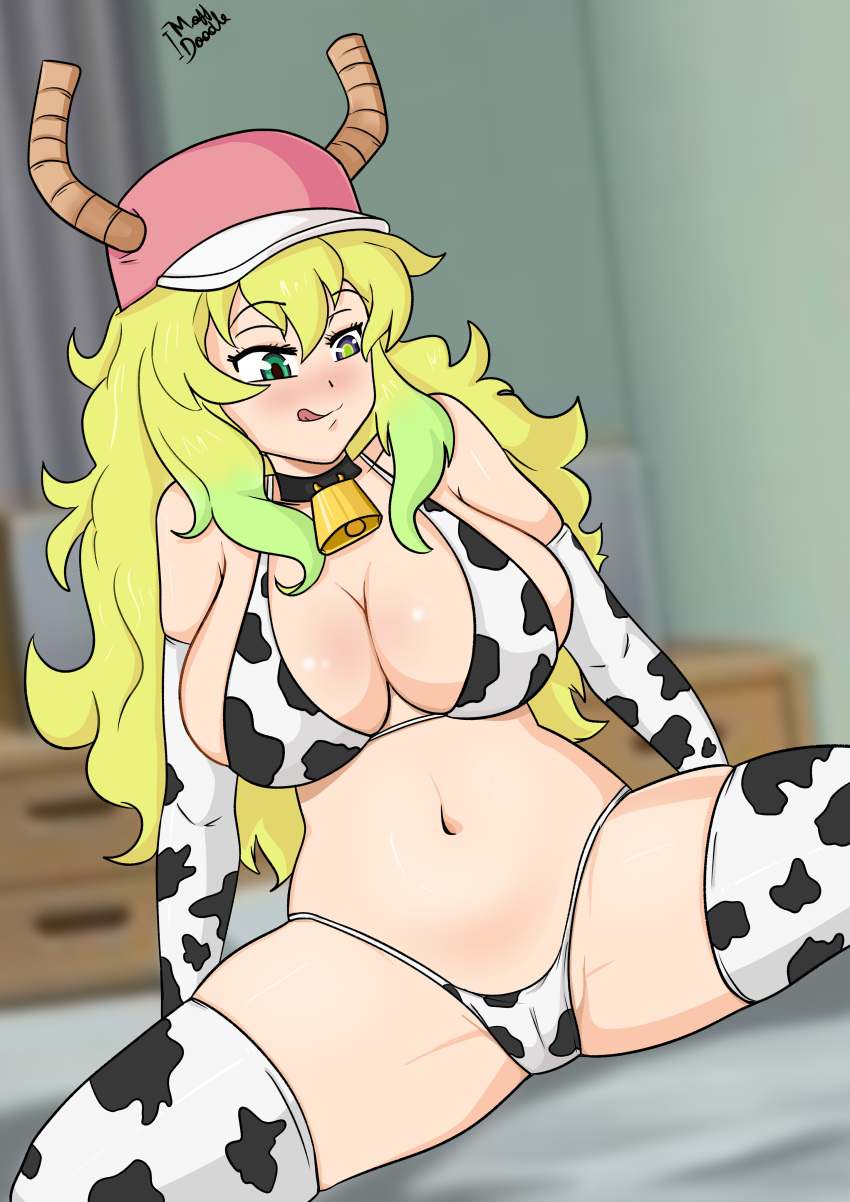 #anime #fanart #lucoa absurdres animal_print breasts cow_girl cow_print dragon_girl highres kobayashi-san_chi_no_maidragon large_breasts masterdoodle quetzalcoatl_(maidragon)