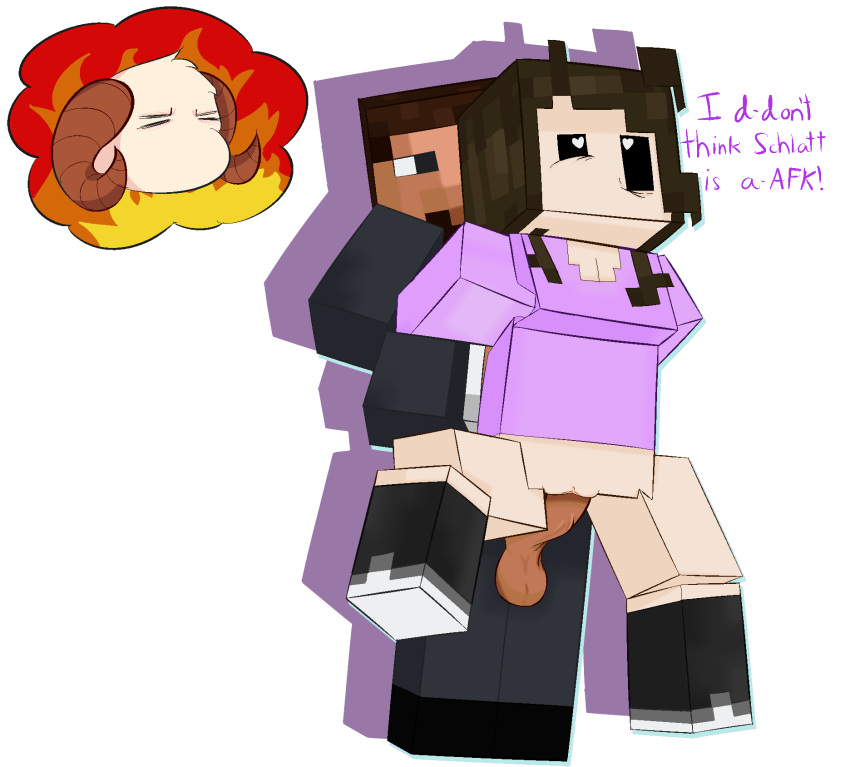 alpha_channel arms_held_back balls bodily_fluids bovid breasts caprine chinigan cleavage clothed clothing duo erection female fire footwear from_behind_(disambiguation) genitals goat hair hi_res human humanoid jaiden jaiden_animations jschlatt light_body light_skin long_hair looking_at_viewer male male/female male_penetrating mammal minecraft partially_clothed penetration penis purple_clothing purple_shirt purple_topwear pussy schlatt sex shirt shoes simple_background spreading suit text topwear transparent_background vaginal vaginal_penetration video_games youtube