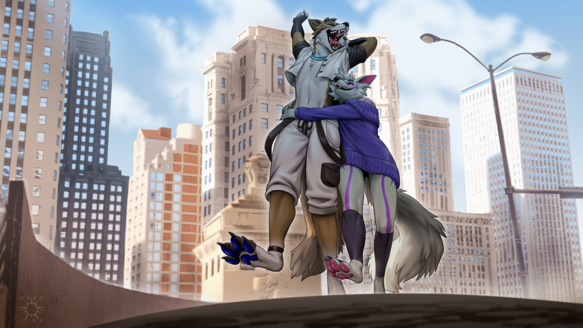 2021 4_toes 5_fingers anthro canid canine canis day detailed_background digital_media_(artwork) feet fingers hi_res kero_tzuki mammal navel outside sky toes wolf