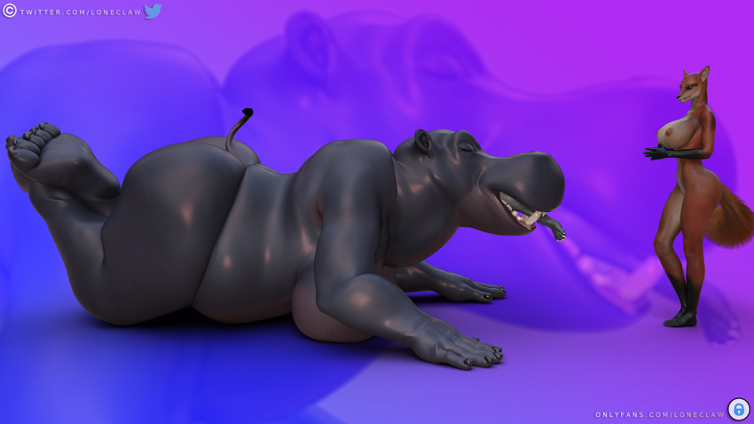 16:9 3d_(artwork) anthro being_watched belly big_belly big_breasts big_butt breasts butt canid canine clock common_hippopotamus daz3d daz_3d daz_studio digital_media_(artwork) domestic_cat felid feline felis female female/female fox group hippopotamid huge_breasts huge_butt huge_thighs hyper hyper_belly jasmine_(loneclaw) larger_female loneclaw looking_at_another lying lying_on_breasts lying_on_ground mammal neck_bulge on_front oral_vore overweight overweight_anthro overweight_female red_fox size_difference smaller_female swallowing thick_thighs turned_on vore watch wide_hips widescreen willing_vore