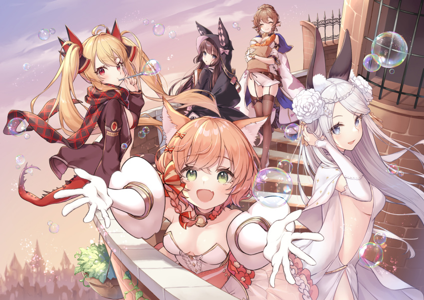 animal_ears dress group long_hair red:_pride_of_eden reimin tagme_(character) twintails
