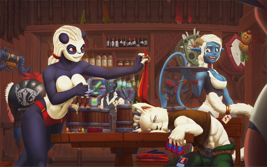 alcohol animal_humanoid ankama anthro beverage card_game cat_humanoid dofus ecaflip felid felid_humanoid feline feline_humanoid female gaming group horn horned_humanoid human humanoid iop keilink krosmaga male mammal mammal_humanoid nude osamodas panda_humanoid pandawa sacrier sadida table_top tavern ursid ursid_humanoid ursine ursine_humanoid video_games wakfu xelor