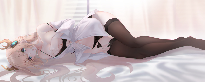 bra g_home horns long_hair maple_story panties stockings tagme_(character) underwear