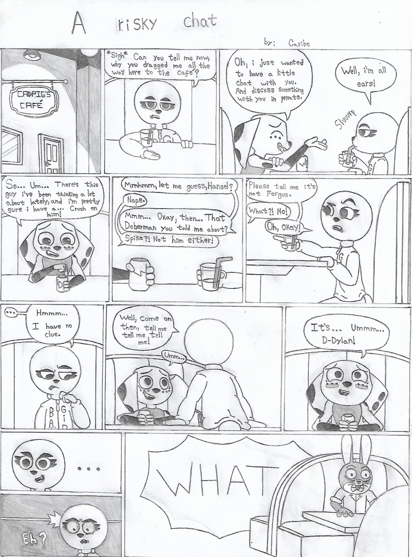 ... 101_dalmatian_street 101_dalmatians animal_humanoid anthro beverage blush canid canid_humanoid canine canine_humanoid canis caribe clothing comic comic_page dalmatian dialogue disney dog_humanoid dolly_(101_dalmatians) domestic_dog drinking drinking_straw duo embarrassed english_text female fur furniture glass_cup hi_res hoodie humanoid looking_surprised mammal mammal_humanoid no_sex shocked sitting sitting_on_chair snowball_(101_dalmatian_street) spots spotted_body spotted_fur table tabletop text topwear