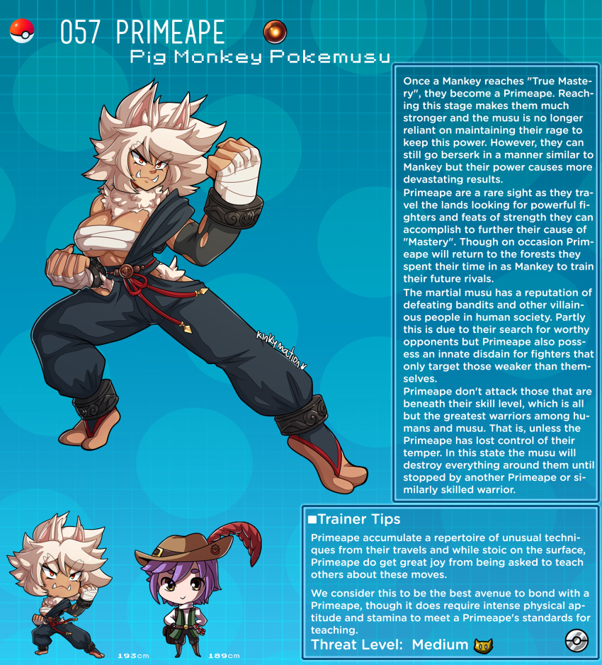 2021 2_toes alternate_species breasts clothing duo english_text feet female hi_res human humanoid humanoidized kinkymation male mammal nintendo pok&eacute;mon pok&eacute;mon_(species) pok&eacute;mon_trainer primeape signature text text_box toes video_games