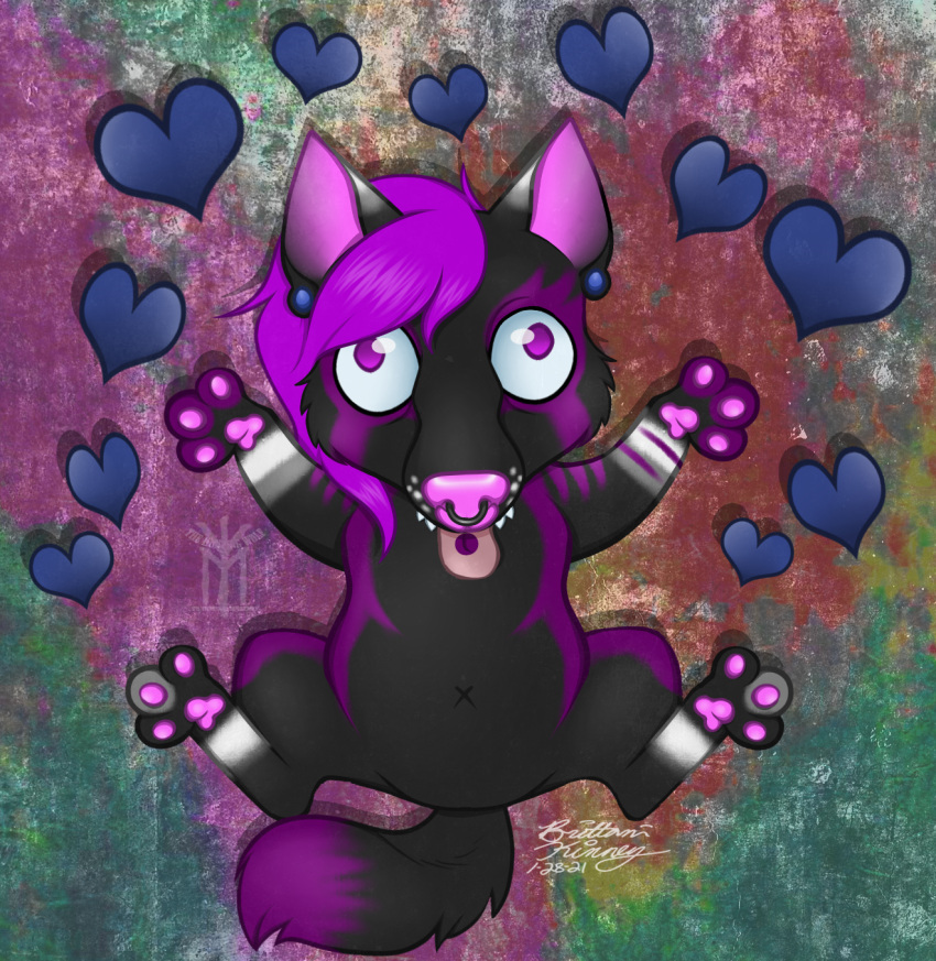 &lt;3 ambiguous_gender canid canine canis cheeb chibi day derp_eyes domestic_dog feral hi_res holidays humor love mammal salem silly solo thehuntingwolf them they valentine's_day vday video_games