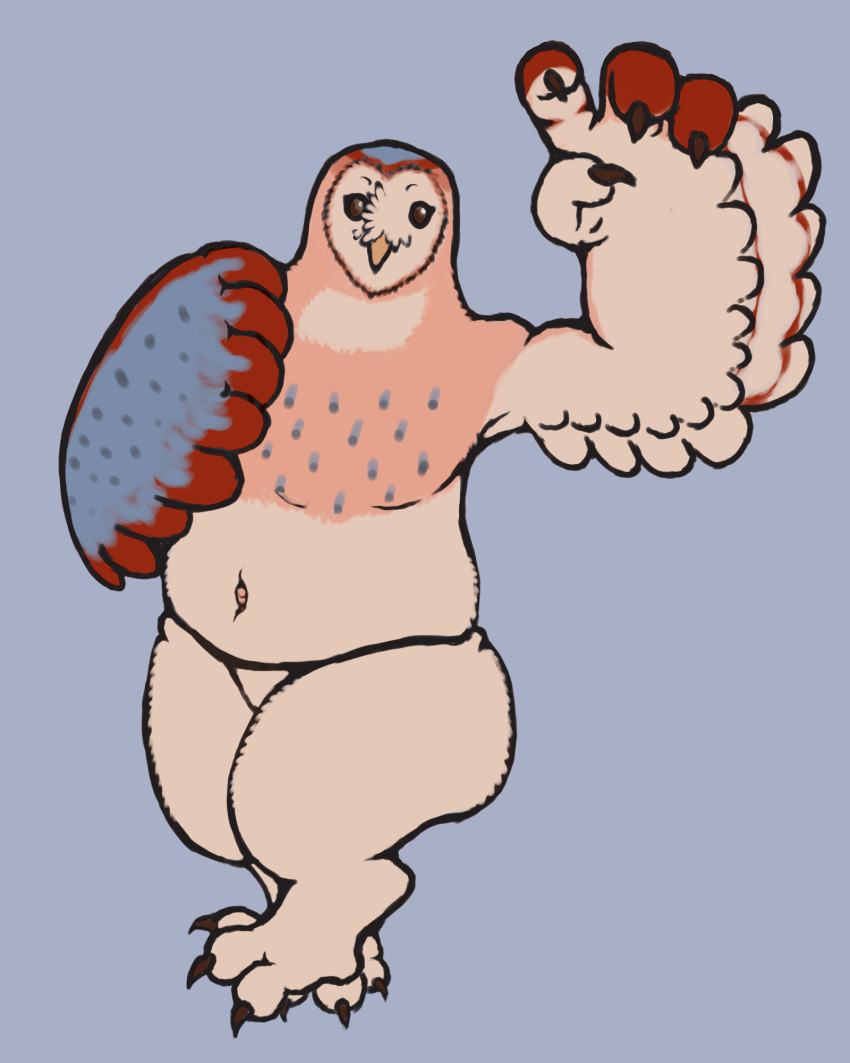 4:5 anthro avian barn_owl beak bird chubby_male claws digitigrade dungeons_and_dragons feathered_wings feathers hasbro hi_res male masked_owl obscenecanary owl owlbear paws solo talons tytonid wings wizards_of_the_coast