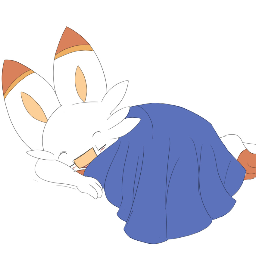 anthro bedding blanket blush cuddling exposed_feet generation_8_pokemon hi_res lagomorph leporid male mammal nintendo pokemon pokemon_(species) rabbit resting_on_arm scorbunny sleeping solo tired twerpishimp