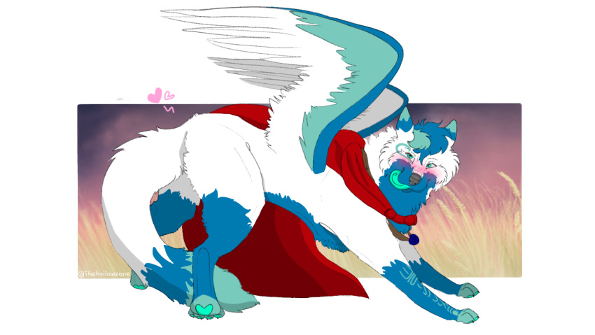 blue_body blue_eyes blue_fur blue_pawpads blue_tongue blush blush_lines butt canid canine canis clothing fallen_hollow female feral fur mammal multicolored_body multicolored_fur pawpads presenting presenting_hindquarters spread_wings thehollowzone tongue tongue_out white_body white_fur wings wolf