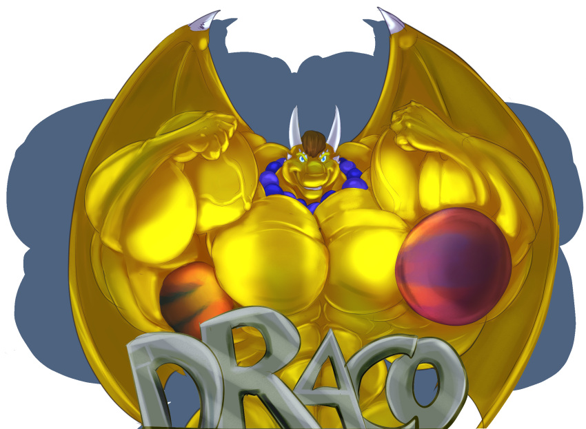 2016 alpha_channel anthro badge bead_necklace big_muscles brown_hair draco_of_zeradaith dragon fierglief flexing grin hair hi_res horn huge_muscles hyper hyper_muscles jewelry looking_at_viewer macro male muscular necklace nude planet scalie simple_background smile solo text transparent_background western_dragon wings