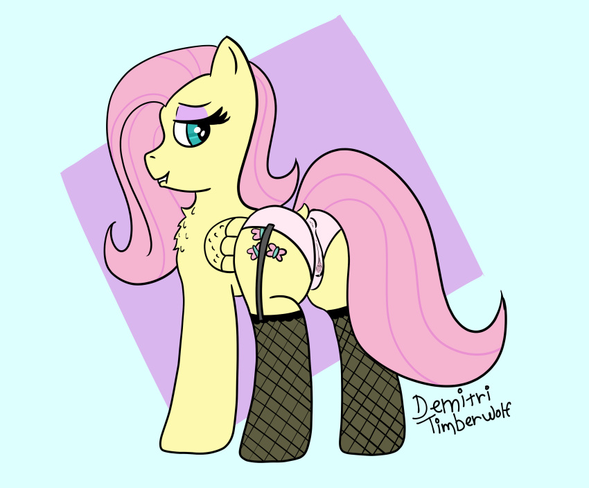 absurd_res aroused bedroom_eyes bite biting_lip bodily_fluids butt camel_toe chest_tuft clothing cutie_mark demitri_art dock equid equine eyeshadow female fishnet fishnet_legwear fluttershy_(mlp) friendship_is_magic genital_fluids hi_res horse legwear lingerie looking_at_viewer looking_back makeup mammal my_little_pony narrowed_eyes panties pony pussy_juice pussy_juice_through_clothing rear_view seductive signature solo tight_clothing tuft underwear wet wet_clothing wingding_eyes