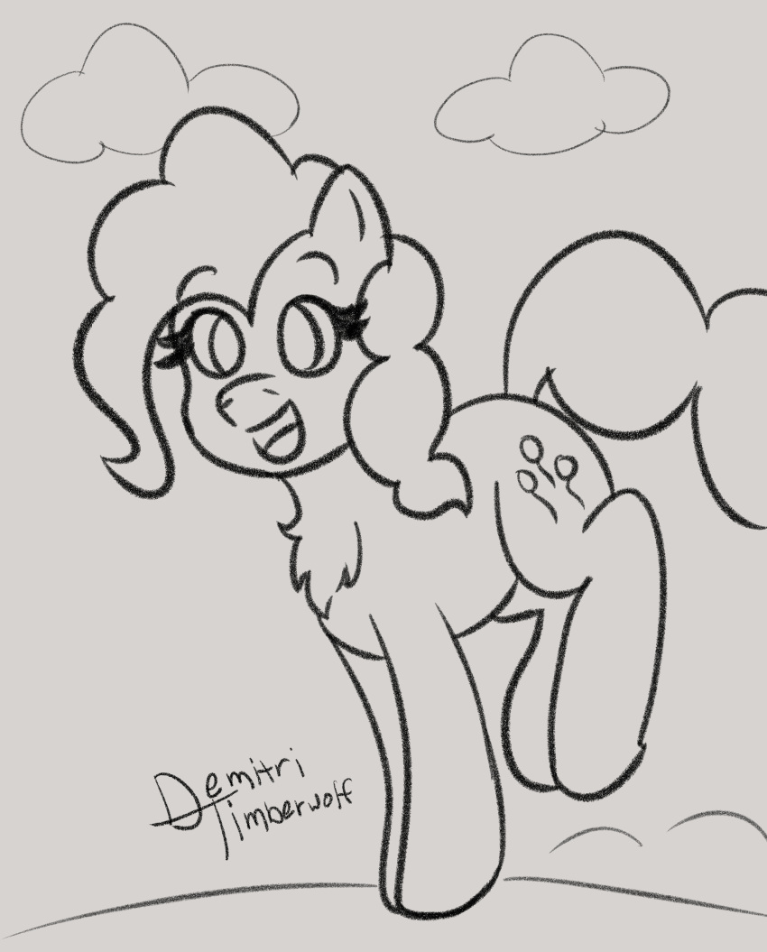 absurd_res chest_tuft cloud cutie_mark demitri_art equid equine female friendship_is_magic happy hi_res horse mammal my_little_pony on_fore_legs pinkie_pie_(mlp) pony signature sketch smile solo tuft