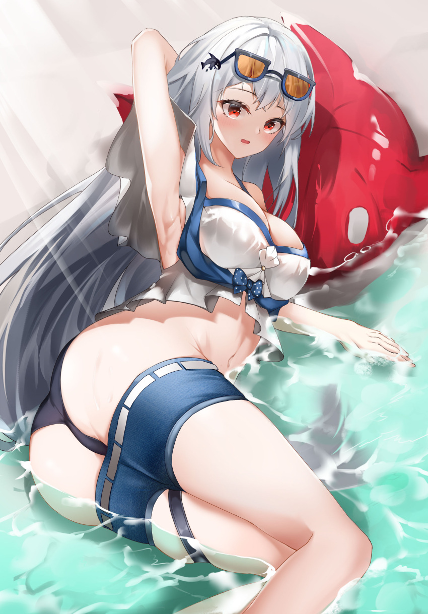 arknights megane nevin_(flyskying) nopan skadi_(arknights) wet