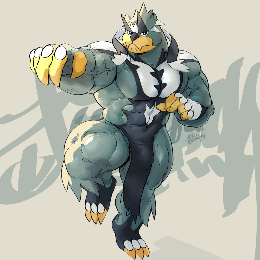 1:1 2021 3_toes 5_fingers abs absurd_res anthro biceps biped black_eyes black_nose bulge feet fingers fur grey_body grey_fur hi_res humanoid_hands legendary_pok&eacute;mon male mixvariety muscular muscular_anthro muscular_male muscular_thighs nintendo pecs pok&eacute;mon pok&eacute;mon_(species) rapid_strike_style_urshifu signature solo toes urshifu veiny_arms veiny_muscles video_games