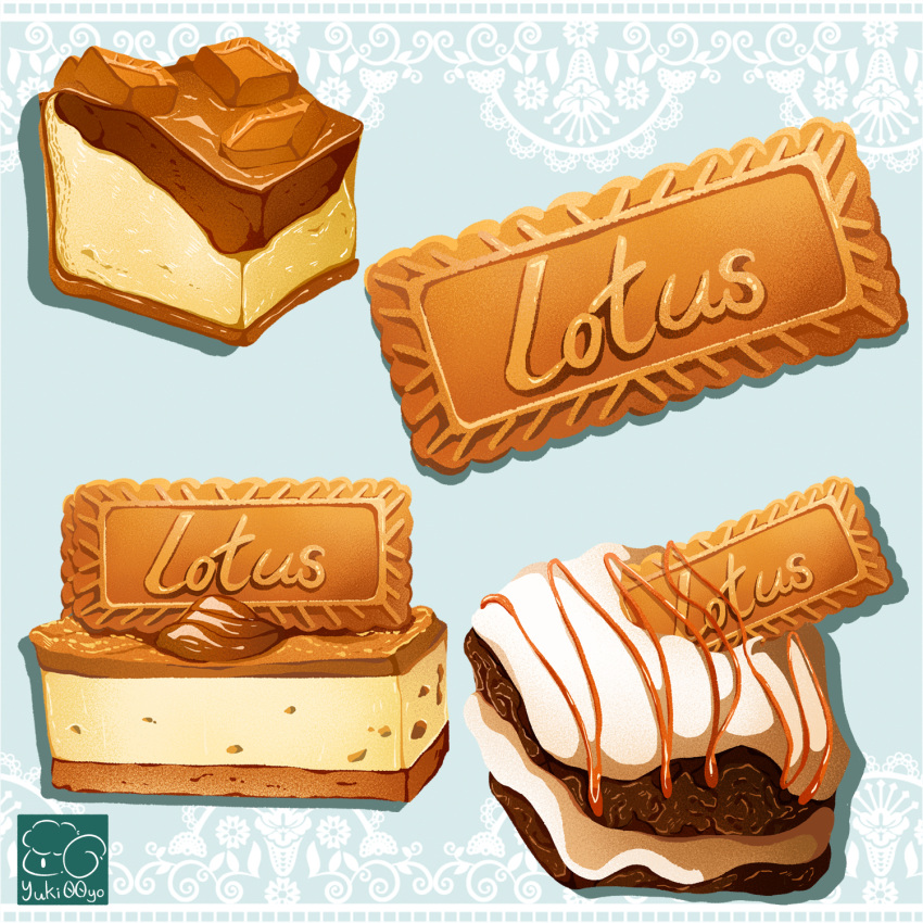 artist_logo cake caramel cookie cream food food_focus highres no_humans original yuki00yo