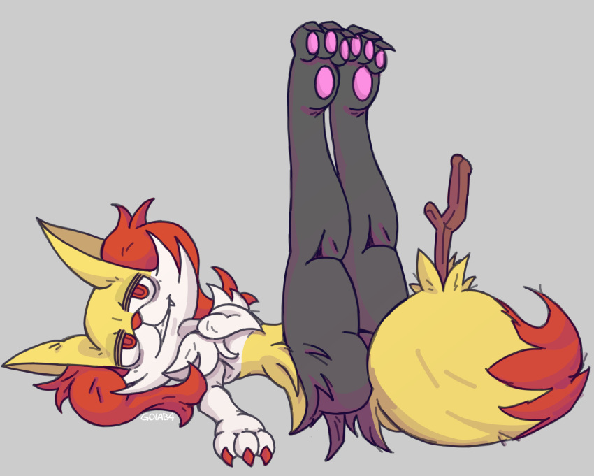 anthro braixen canid canine claws female fluffy fluffy_tail goiaba hi_res mammal nintendo paws pok&eacute;mon pok&eacute;mon_(species) solo tired_eyes video_games