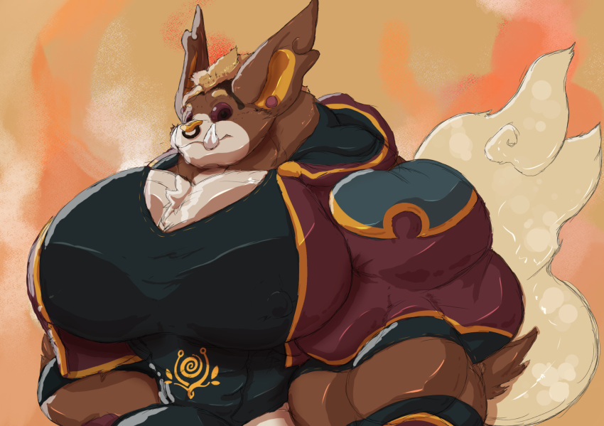 2020 anthro big_bulge big_fangs big_muscles big_pecs bulge clothing earpiece fangs hair hi_res hoodie huge_bulge huge_muscles huge_pecs hyper hyper_bulge hyper_muscles hyper_pecs koro_(kokoro-doll) league_of_legends looking_at_viewer male muscular panscolipede pecs red_eyes riot_games shirt short_hair smile solo topwear video_games yordle