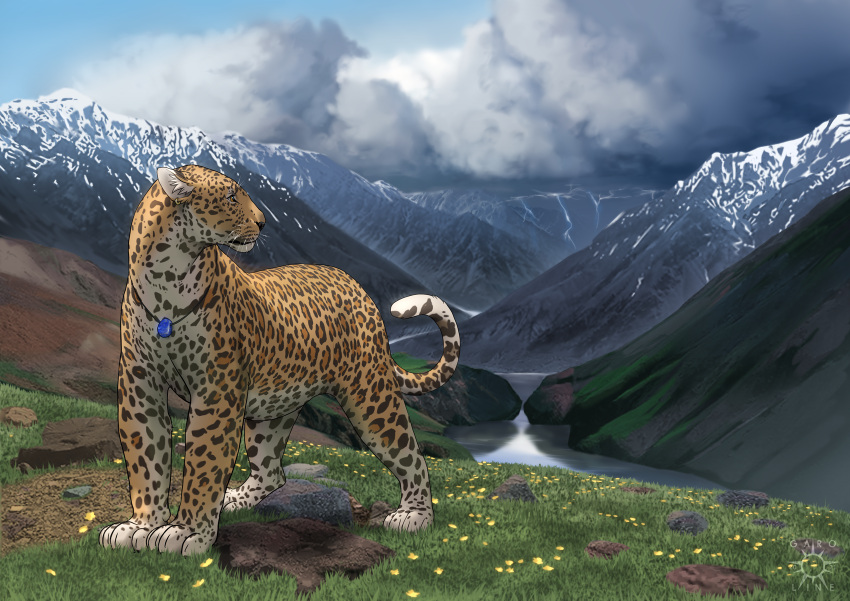 2021 4_toes ambiguous_gender day detailed_background digital_media_(artwork) feet felid feral grass hi_res jaguar kero_tzuki mammal outside pantherine paws plant sky solo toes