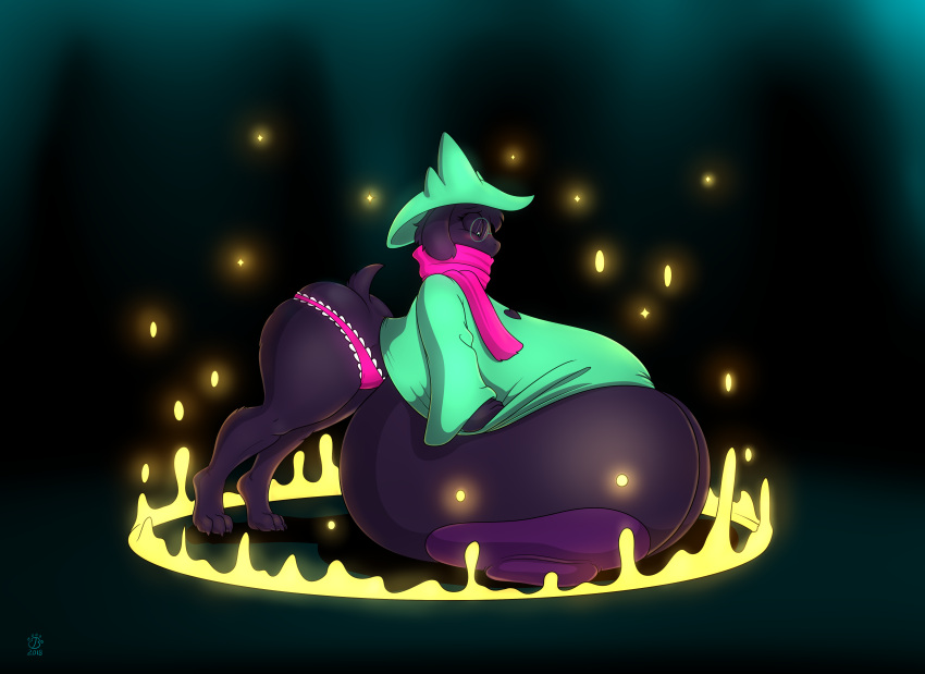 2018 3_toes absurd_res animal_humanoid anthro areola badgerben big_breasts big_butt black_body black_fur bovid bovid_humanoid breasts butt caprine caprine_humanoid clothing clothing_pull deltarune dress eyewear feet female fur glasses goat goat_humanoid green_clothing green_dress green_eyes green_hat green_headwear hat headgear headwear hi_res huge_breasts huge_thighs humanoid hyper hyper_breasts long_ears looking_down magic magic_circle mammal mammal_humanoid nipples non-mammal_breasts panties pink_clothing pink_panties pink_scarf pink_underwear ralsei scarf solo thick_thighs toes underwear video_games wide_hips wizard_hat