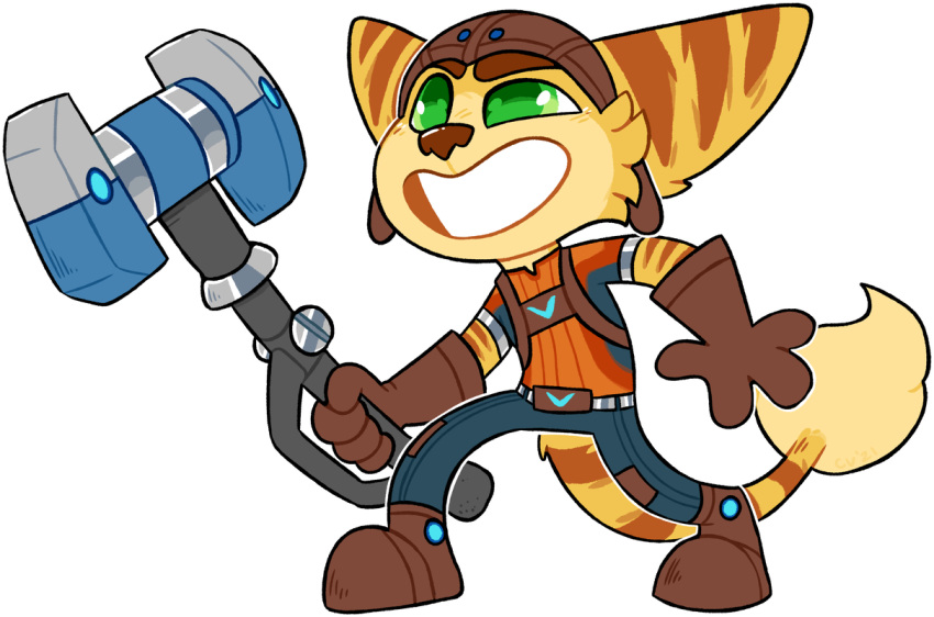 2021 alpha_channel clothed clothing crownedvictory hammer lombax male mammal patreon ratchet ratchet_and_clank simple_background solo sony_corporation sony_interactive_entertainment tagme tools transparent_background video_games