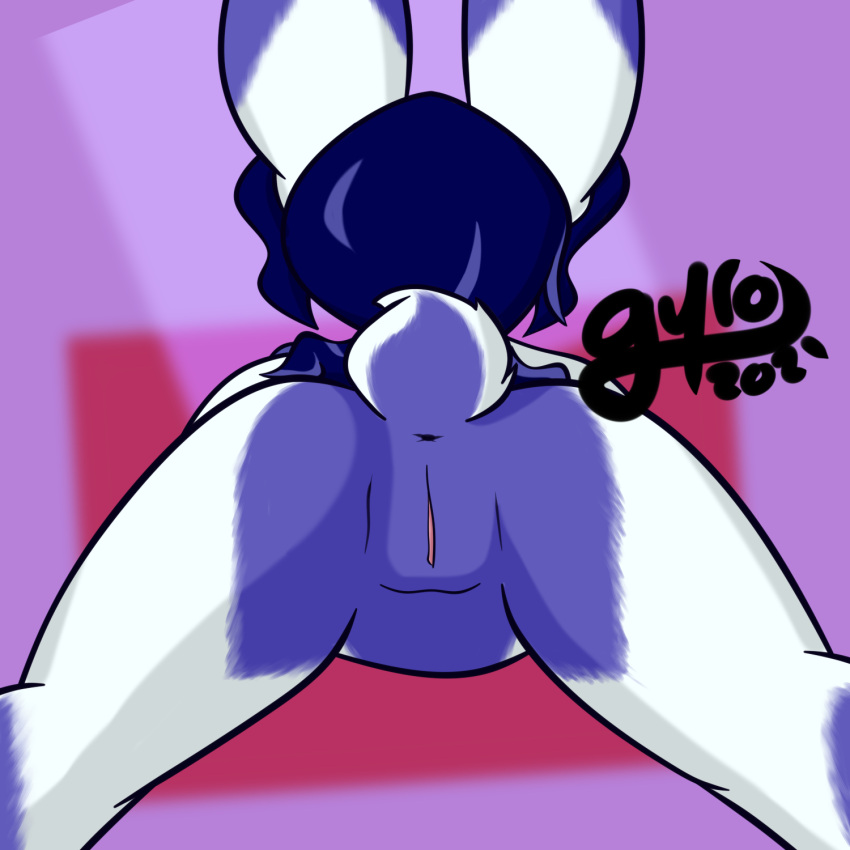 1:1 2021 anthro anus ass_up butt female frost_(gyrodoodle) genitals gyrodoodle hair hi_res invalid_tag lagomorph leporid looking_away mammal nude ponytail pussy rabbit raised_tail simple_background solo