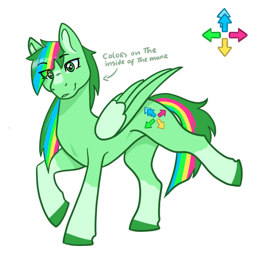 ambiguous_gender cutie_mark daisy-marshmallow digital_media_(artwork) equid equine feral fur green_eyes green_mane hasbro hi_res hooves horse looking_at_viewer mammal mane model_sheet multicolored_body multicolored_fur my_little_pony pony solo
