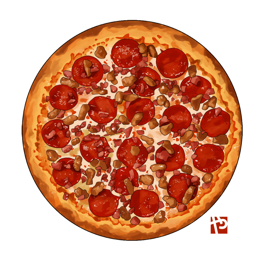 food food_focus meat no_humans original pastry pepperoni pizza realistic simple_background still_life studiolg white_background