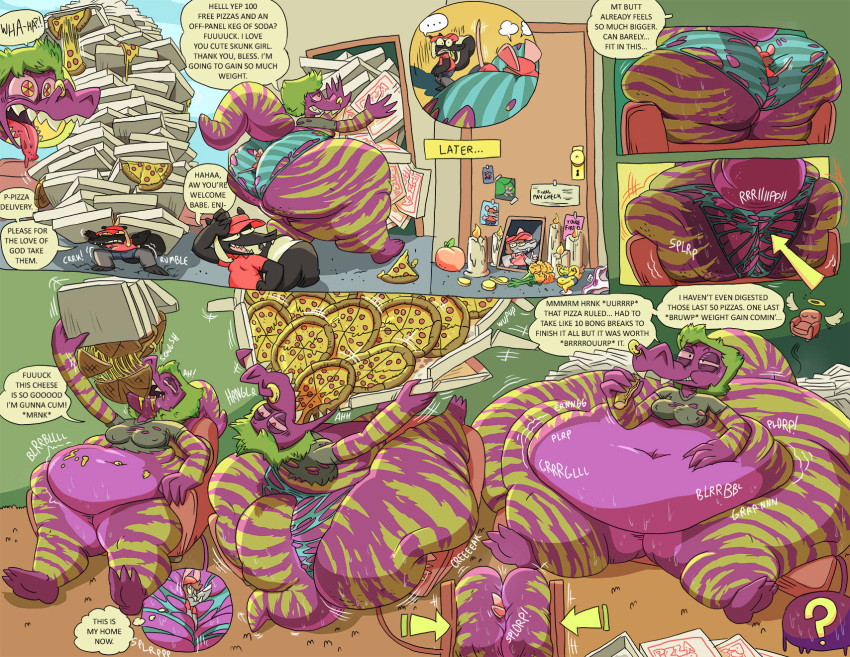 2020 3_toes anthro belly big_butt blue_clothing blue_panties blue_underwear bodily_fluids box breasts buckteeth butt clothed clothed_anthro clothed_male clothing comic container delivery_(commerce) delivery_employee destroyed_furniture dialogue drugged duo english_text facesitting facial_piercing feet female food food_carrier food_delivery fully_clothed fully_clothed_anthro fully_clothed_male furniture gila_monster green_clothing green_hair green_shirt green_stripes green_topwear group gulpspooky hair hat headgear headwear helodermatid hi_res huge_butt huge_hips huge_thighs in_ass lizard male male/female mammal memorial mephitid messy_hair morbidly_obese morbidly_obese_anthro morbidly_obese_female mouse mouse_(gulpspooky) mouse_spooky multicolored_body murid murine navel navel_piercing nose_piercing obese obese_anthro obese_female overstuffed overstuffing overweight overweight_anthro overweight_female panties partially_clothed_anthro partially_clothed_female piercing pizza pizza_box pizza_delivery pizza_delivery_carrier pizza_slice purple_body red_clothing red_hat red_headwear red_sclera red_shirt red_topwear reptile rodent samira_(agouti-rex) scalie sharp_teeth shirt sitting_on_another size_difference skunk small_breasts smaller_male sofa speech_bubble stripes stuffing substance_intoxication sweat sweaty_belly sweaty_legs teeth text thick_thighs thought thought_bubble thoughts toes topwear torn_clothing torn_panties torn_shirt torn_topwear torn_underwear trio underwear weight_gain wide_hips work_uniform