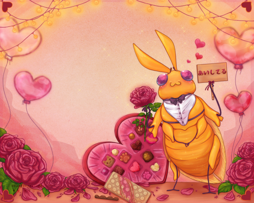 &lt;3 absurd_res anthro arthropod box_of_chocolates candy chocolate cute_expression dessert flower food hi_res holidays insect kaefertaxi kawai male original_creation plant rose_(flower) solo valentine's_day valentines2021 valentines_day_card whimsical