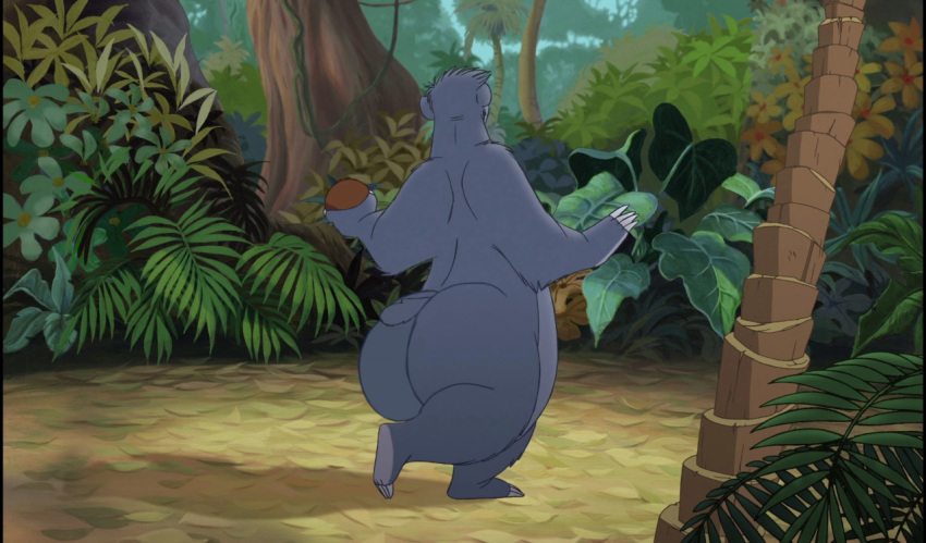 anthro baloo big_butt bootiesforlife bubble_butt butt claws coconut disney drupe_(fruit) faceless_male feral flower food fruit holding_food holding_object huge_butt jungle jungle_book male mammal plant rear_view shadow solo tree ursid wide_hips