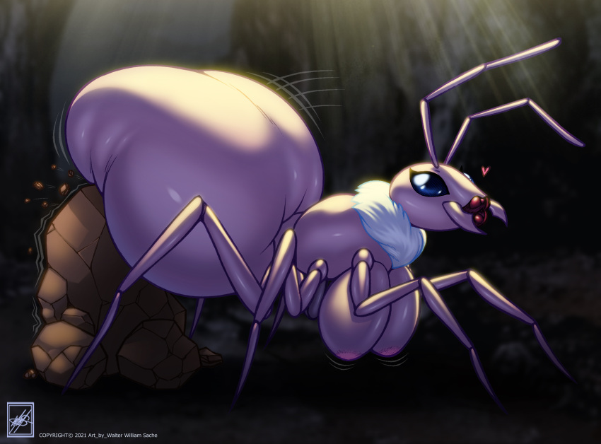 &lt;3 2021 absurd_res ant antennae_(anatomy) arthropod breasts busty_feral cavern detailed_background digital_media_(artwork) female feral hexapodal hi_res hymenopteran insect lips mandibles nipples non-mammal_breasts rock signature solo standing tuft walter_sache