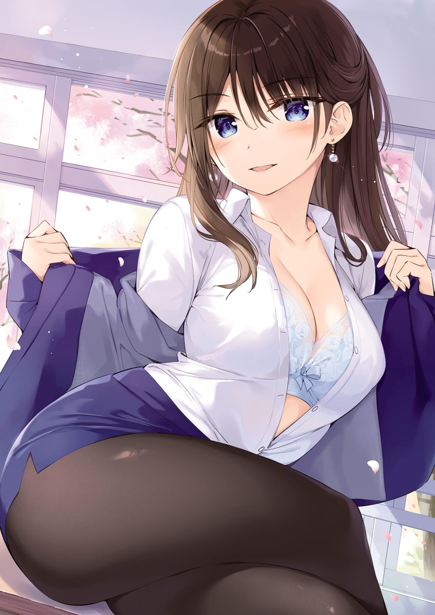 boku_no_kanojo_sensei bra business_suit cleavage fujiki_maka oryou pantyhose